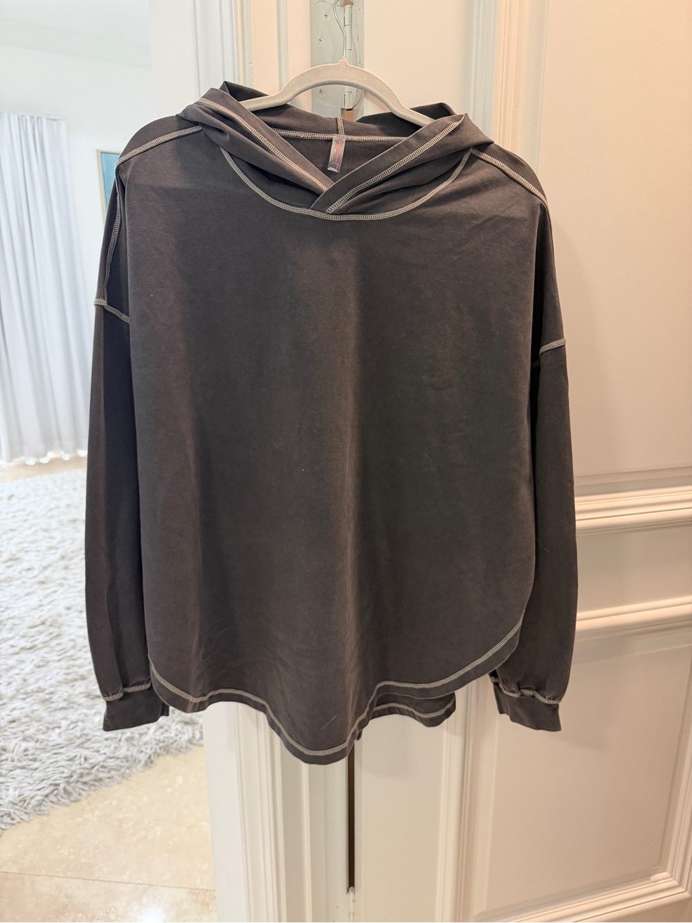 Free People FP Movement Charcoal Open Back Hoodie Pullover-SIZE SMALL